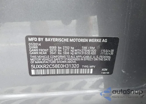 2014 BMW X5 Sdrive35I from USA, damaged, VIN 5UXKR2C58E0H31320